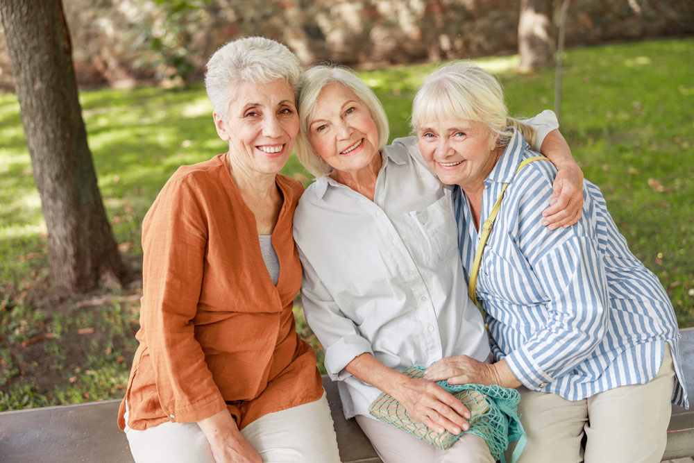 Senior Ladies Sitting Outside at Nanaimo VRS Retirement Community