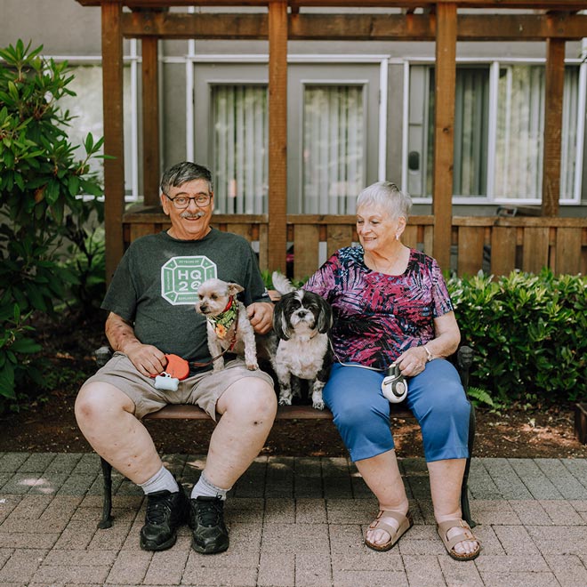 VRS Senior Retirement Communities Lakeside Gardens Nanaimo our story about tricard2 residents with pets dog friendly community